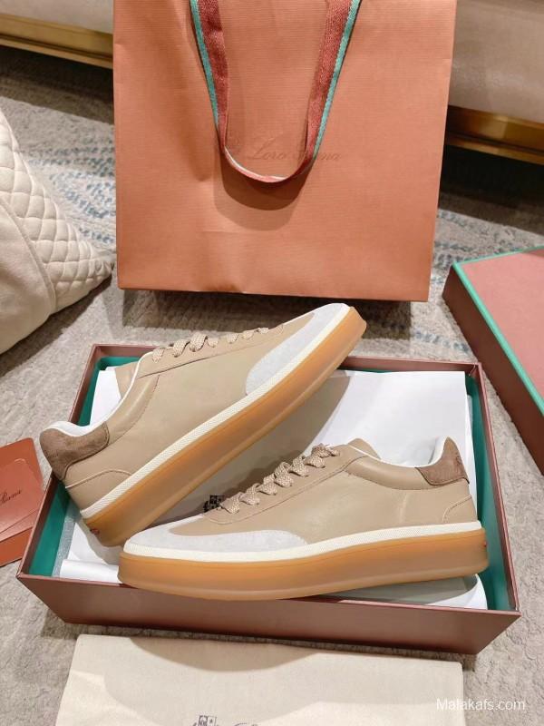 2025 Unisex Le Parmentier Beige White Leather Sneakers Top Version LY00320(F)/LY00330(M)