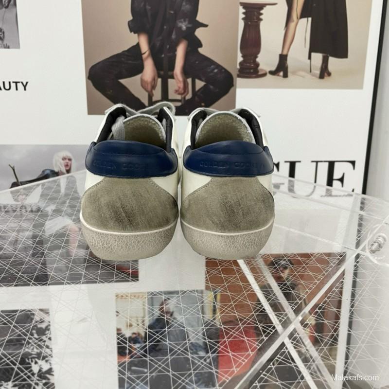 2025 Unisex GGDB White Grey Navy Leather Sneakers