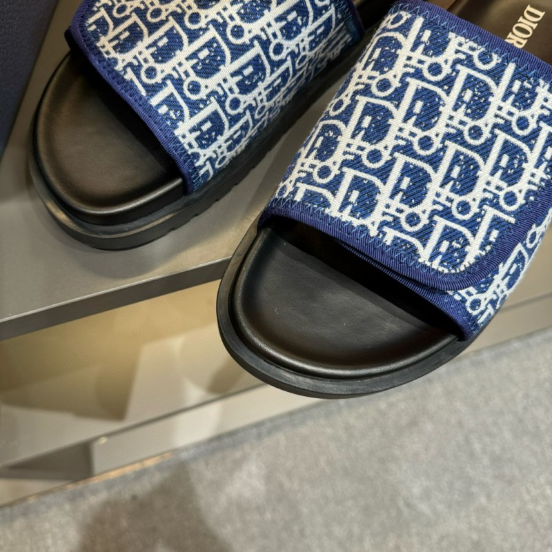 2024 DIOR navy white canvas slippers MJ00180