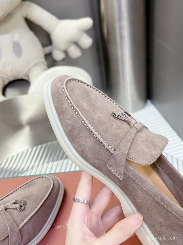 2024 Unisex LP Beige Suede Loafers MJ00270