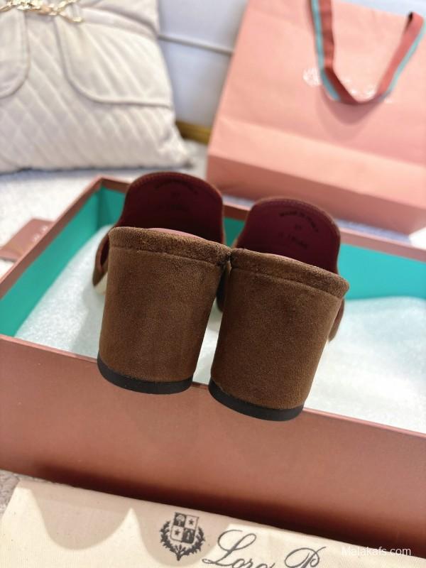 2025 Women LP Brown Suede Mules