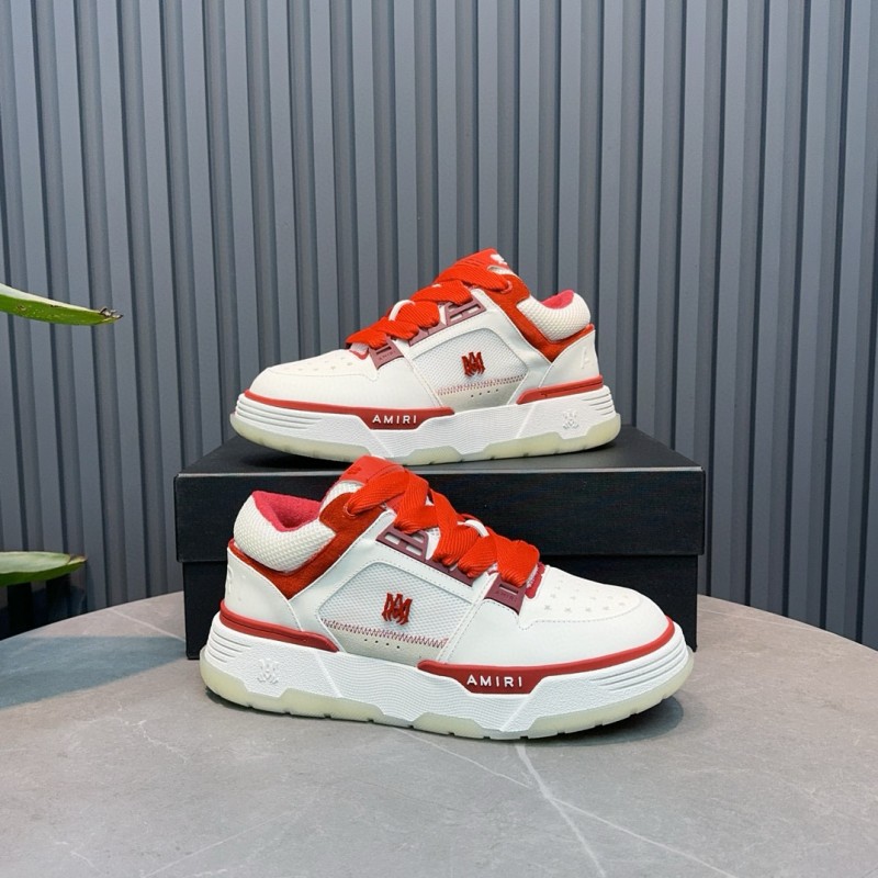 2024 Unisex Amiri White Red Leather Sneakers MJ00360