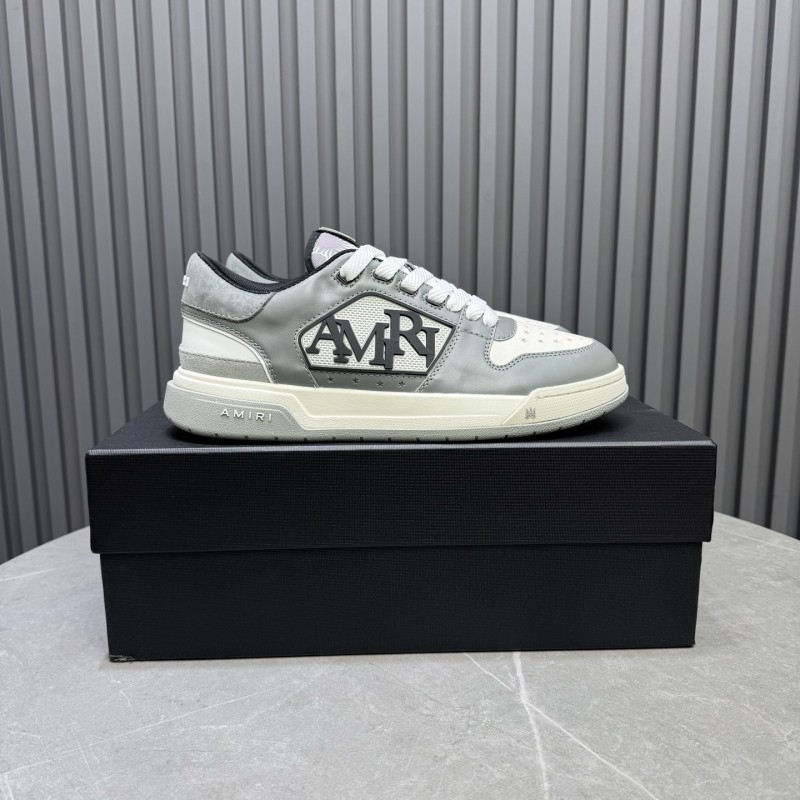 2025 Unisex Amiri White Grey Leather Sneakers MJ00360
