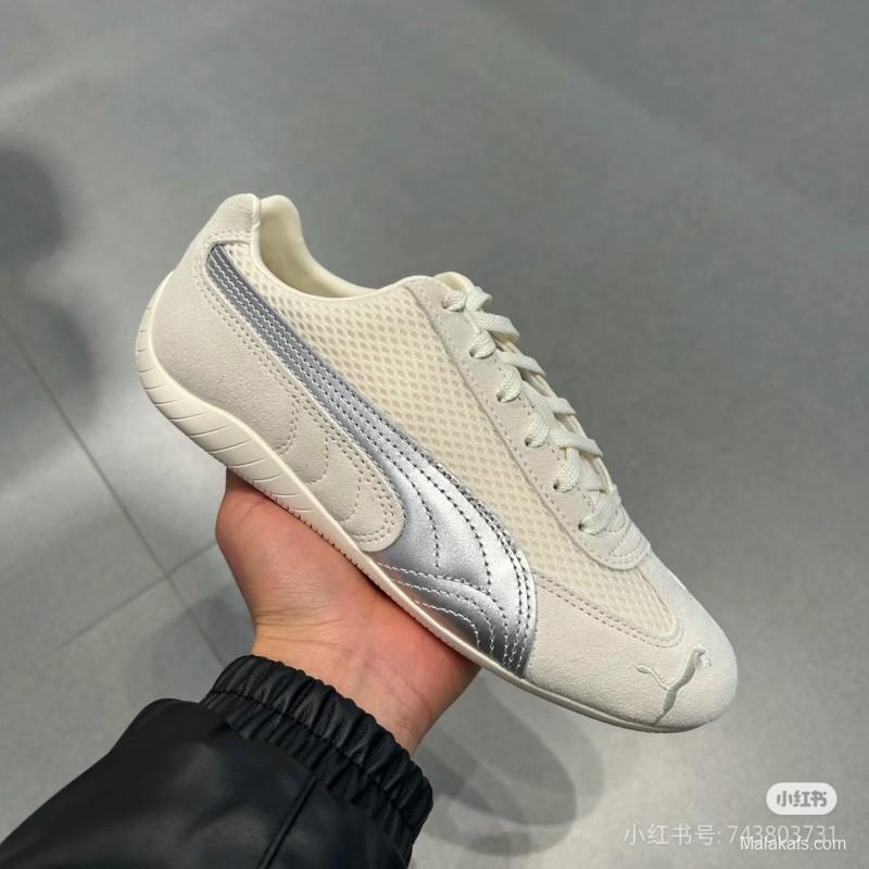 2025 Unisex Puma Milk White Grey Suede Mesh Sneakers SPEEDCAT KFY00260