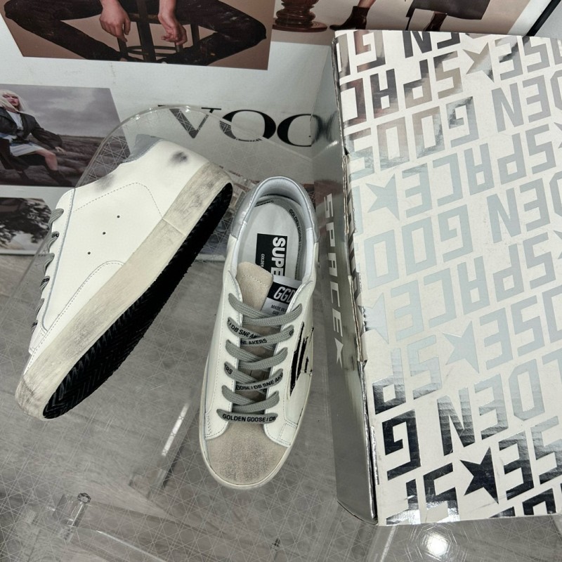 2025 Women GGDB White Black Leather Suede Sneakers