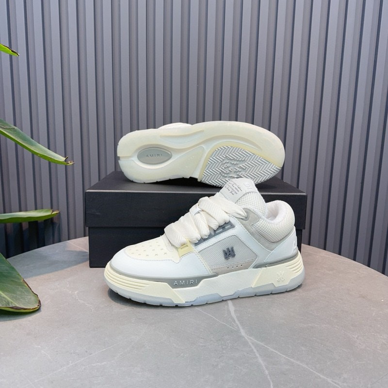 2024 Unisex Amiri White Beige Leather Mesh Sneakers MJ00360