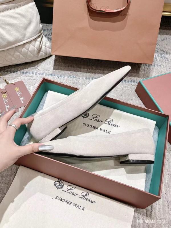 2025 Women LP Beige Suede Ballet Flats LY00320
