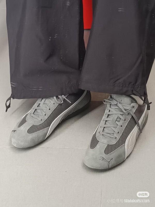 2025 Unisex Puma Cream Grey Suede Mesh Sneakers SPEEDCAT KFY00260