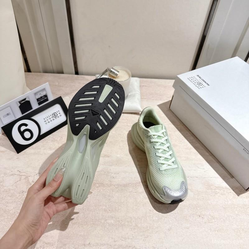 2025 Women MM6 Light Green Silver Mesh Sneakers