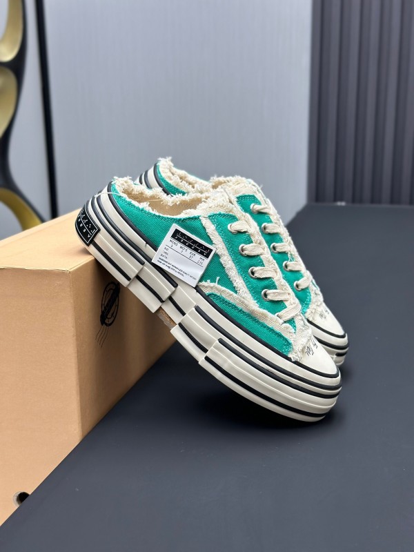 2025 Unisex XVESSEL Green White Canvas Plimsolls Vulcanized AS00240