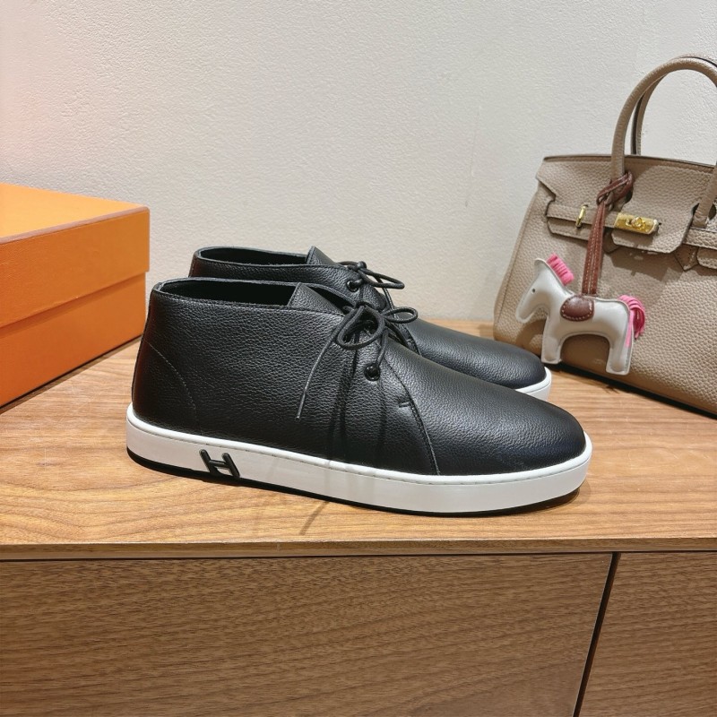 2025 Unisex Hermes Black White Leather Boots Classic Style