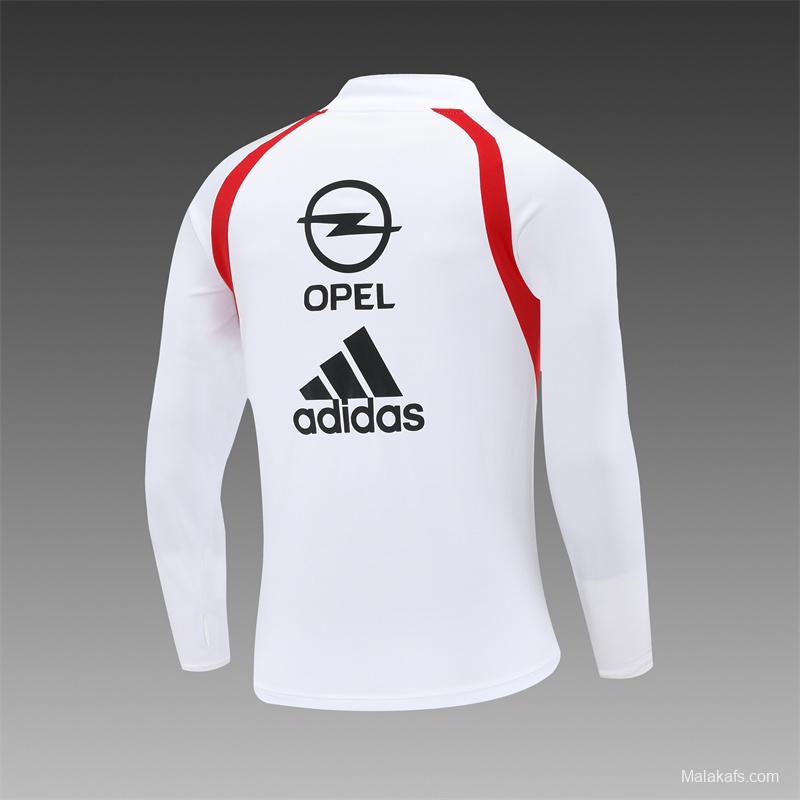 Retro 03/04 AC Milan White Half Zipper Jacket+Long Pants