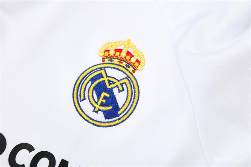 Retro 09/10 Real Madrid White Half Zipper Jacket