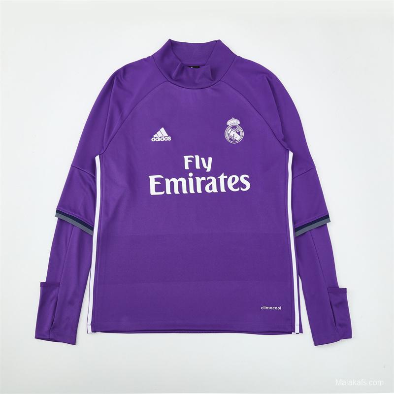 Retro 16/17 Real Madrid Purple Half Zipper Jacket+Long Pants