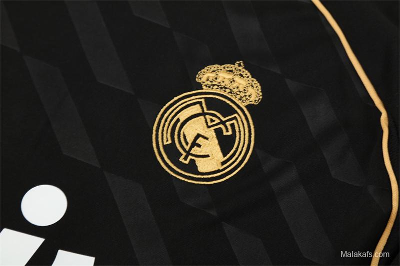 Retro 11/12 Real Madrid Black Half Zipper Jacket+Long Pants