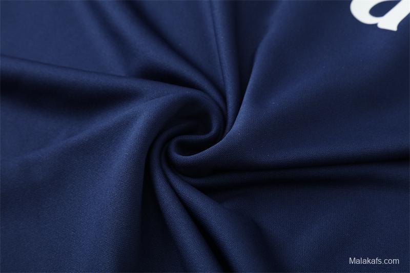 Retro 16/17 Real Madrid Royal Blue Half Zipper Jacket+Long Pants