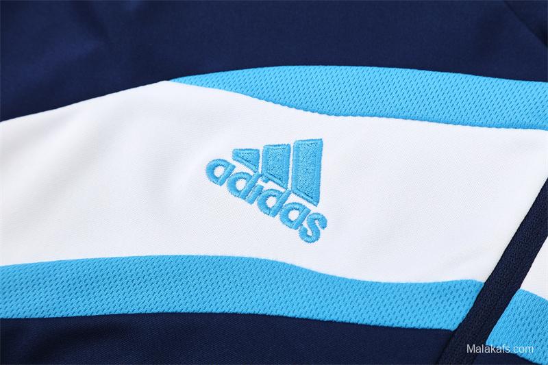 Retro 09/10 Real Madrid Royal Blue Half Zipper Jacket+Long Pants