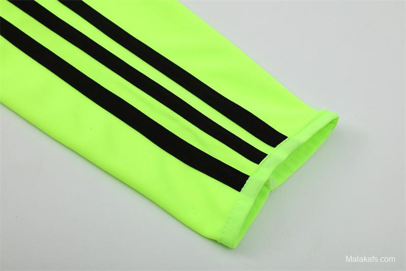 Retro 15/16 Real Madrid Fluorescent Green Half Zipper Jacket+Long Pants