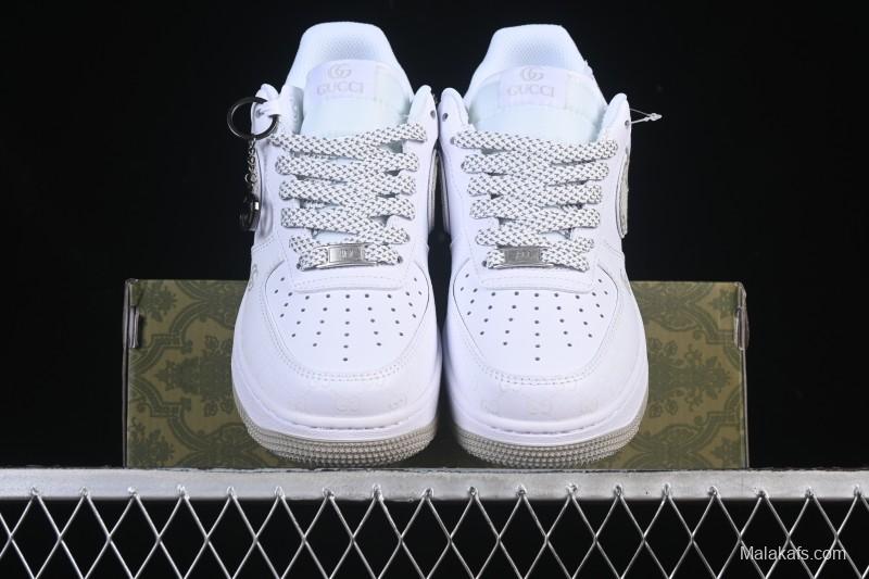 Nike Air Force 1 '07 Low Gucci Collaboration Light Gray Denim Glow-in-the-Dark Low-Top Casual Sneakers - XX3168-197