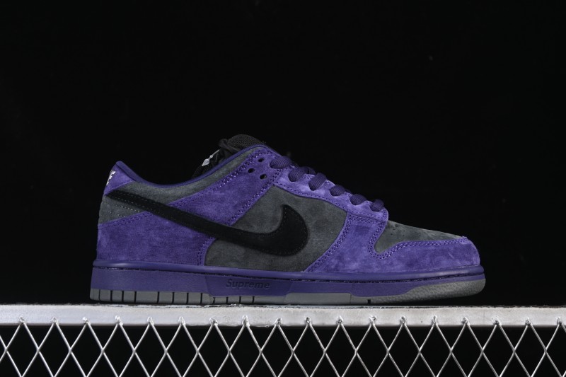 Nike Supreme x Dunk SB Dunk Low Casual Skate Shoes Gray Purple - HQ8487-500