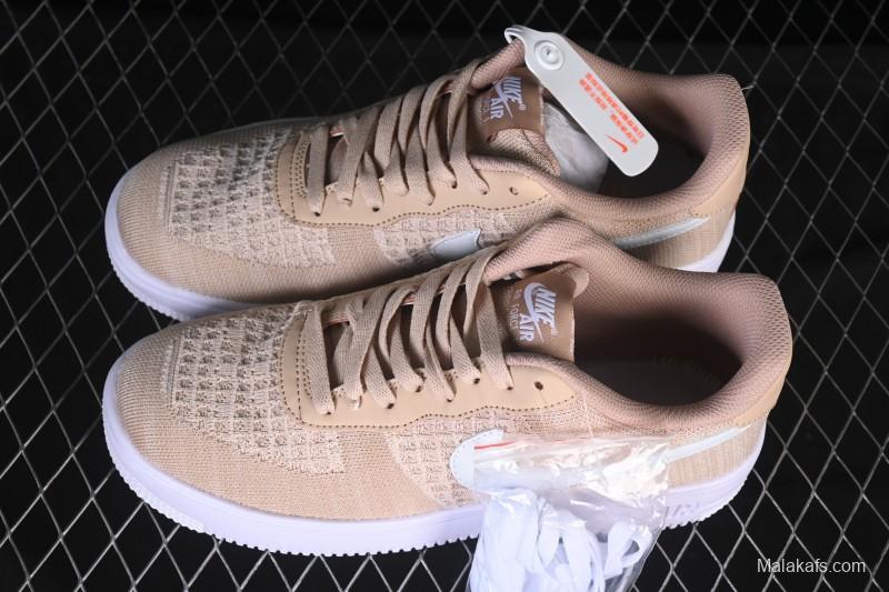 Nike Air Force 1'07 Low Knit Khaki Casual Sneakers - CI0051-200