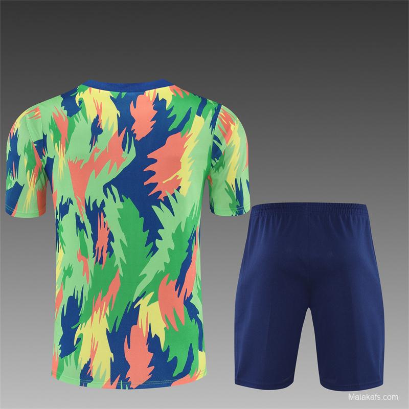 25/26 Brazil Blue Green Camouflage with XS Short Sleeve+Soccer Shorts