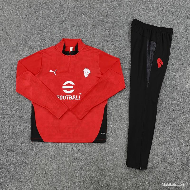 25/26 AC Milan Red Camouflage Half Zipper Jacket+Long Pants