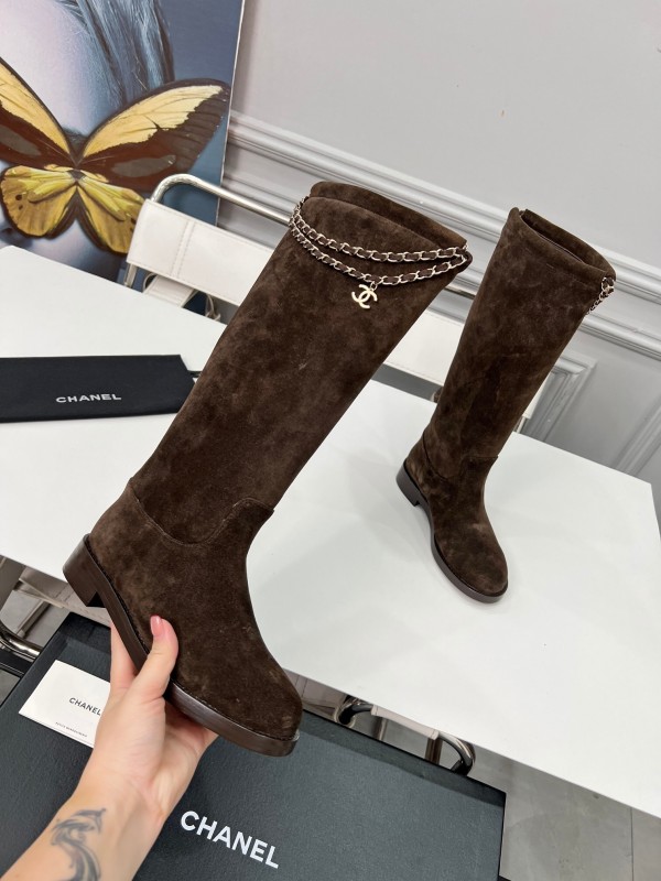 Chanel 2025/SS Quilted Leather Chain CC Four-Leaf Clover Flat Ankle Boots - LY00510