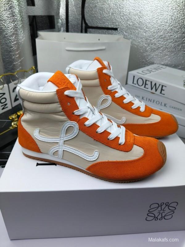 LOEWE High-Top German Training Sneakers Retro Fashion Casual White Shoes - LY00330