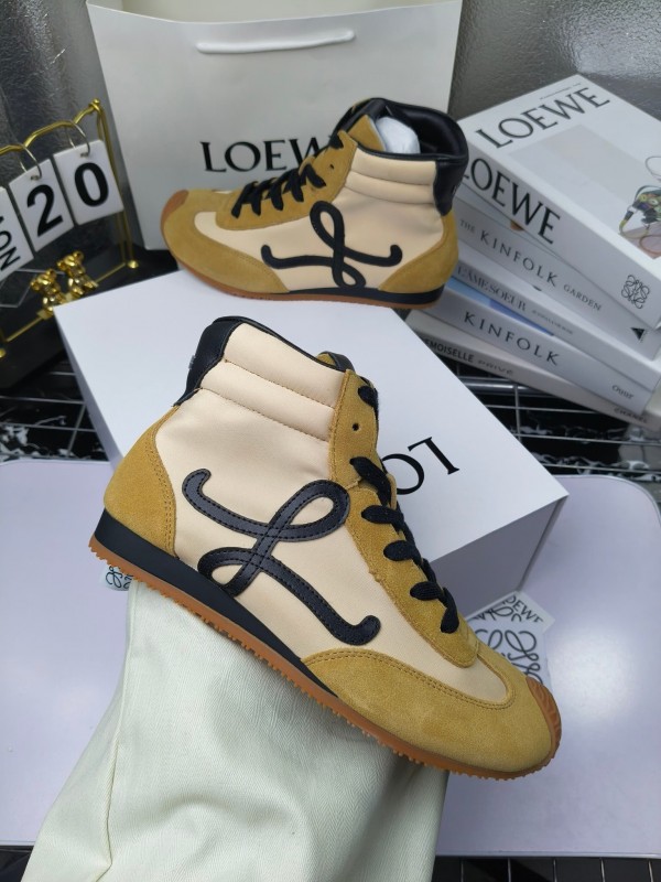 LOEWE High-Top German Training Sneakers Retro Fashion Casual White Shoes - LY00330