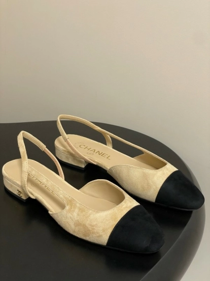 Chanel Sling-back Two-tone Suede Flats/Heels - KFY00280