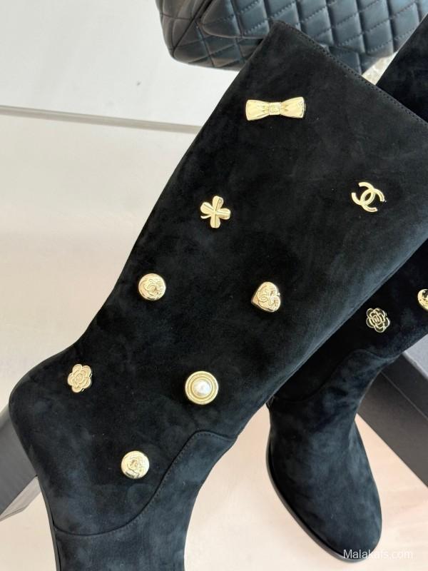 Chanel 2025/SS 25K Double C Metal Buckle High Heel Boots - KFY00530