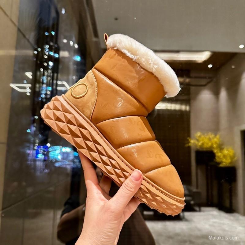 Jimmy Choo 2025 SS Casual White Sneakers with Genuine Wool Snow Boots - LY00340