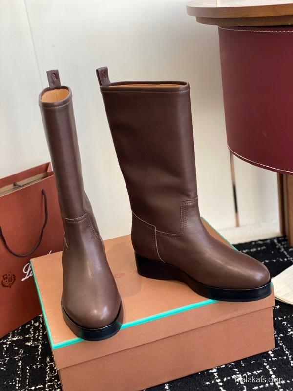 Brunello Cucinelli Classic Spring BC Calfskin High Top Thick Sole Riding Boots Long Boots - KFY00450