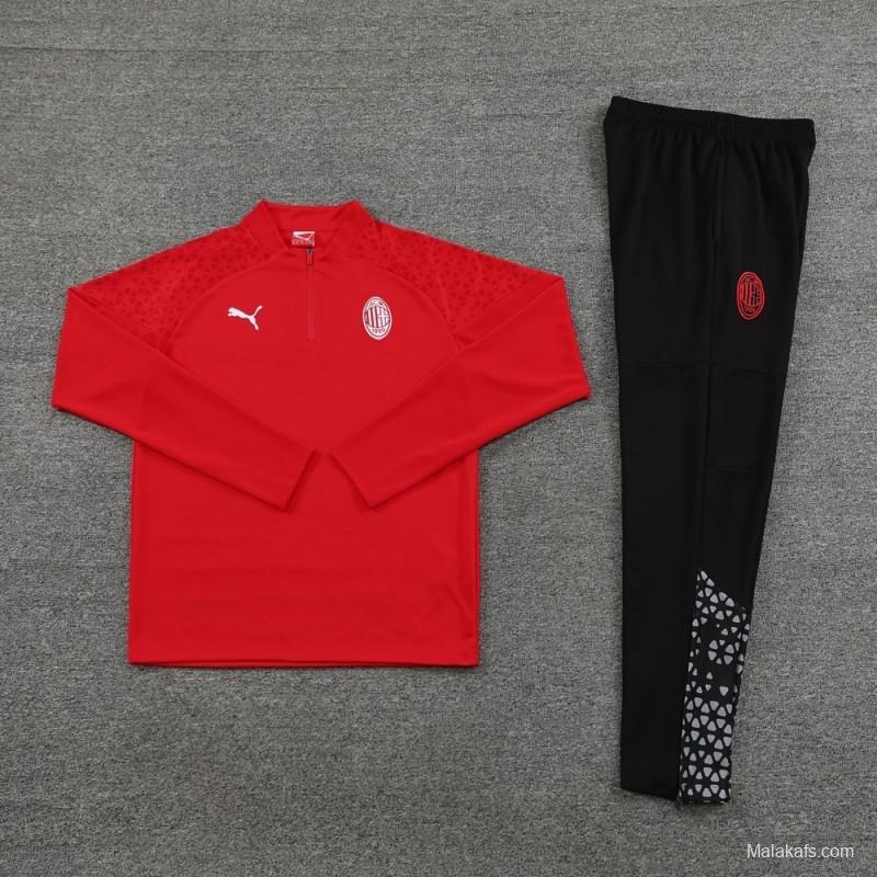 23/24 AC Milan Red S-2XL Half Zipper Jacket+Long Pants