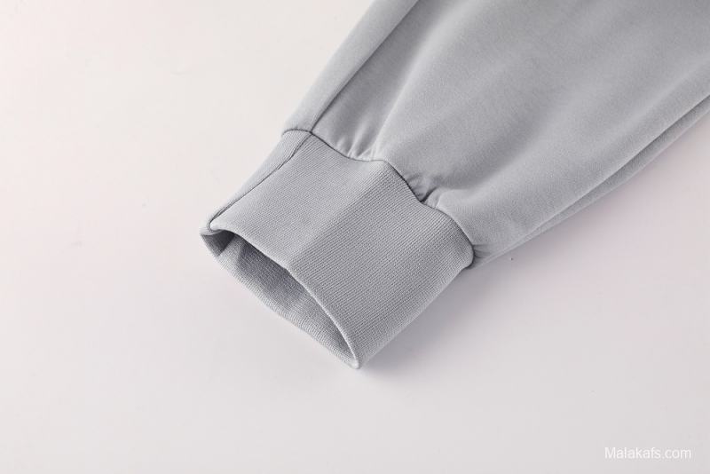 25/26 Manchester United Gray Half Zipper Jacket+Long Pants S-2XL