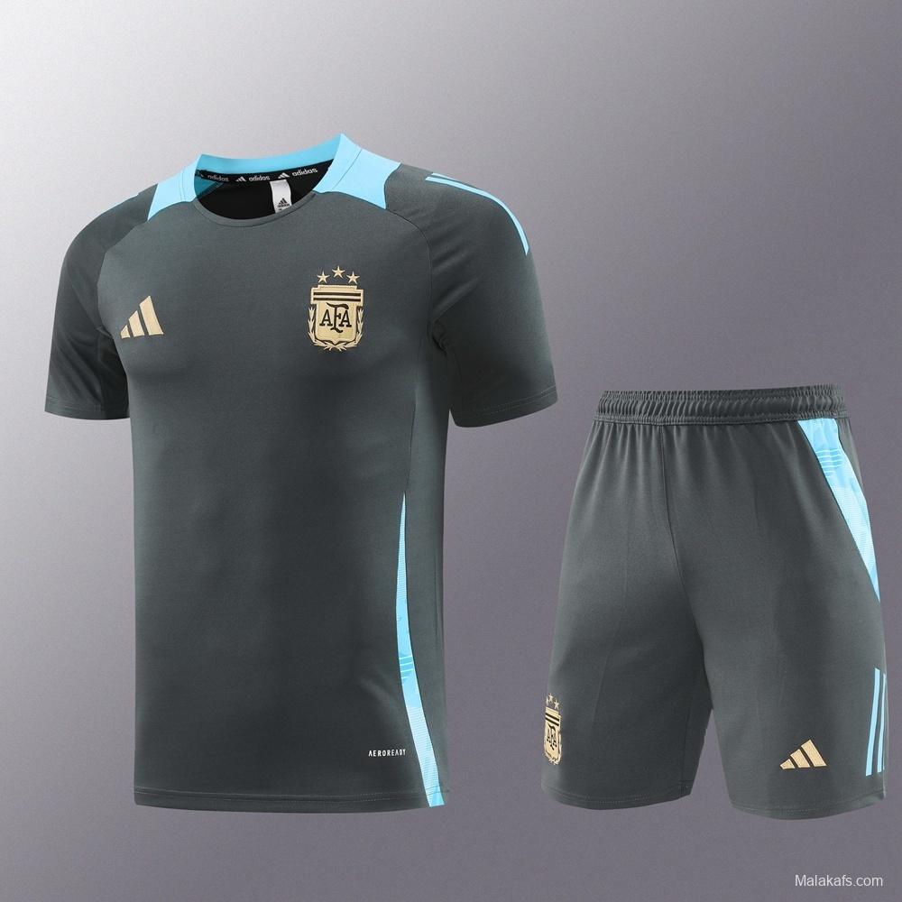 2025 Argentina Dark Gray Short Sleeve+Soccer Shorts