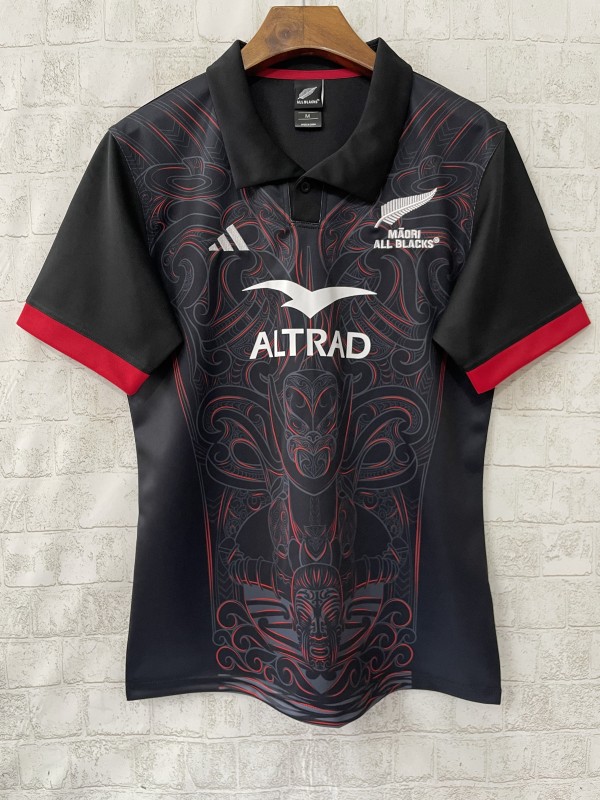 2026 Māori All Blacks Black with Māori Tiki Carving Jersey