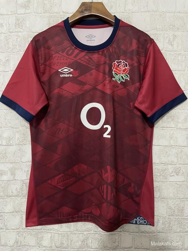 2026 England Burgundy with Geometric Pattern and Heritage Graphics Jersey