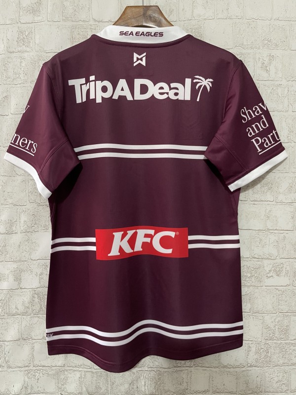 2025 Manly Warringah Sea Eagles Maroon with White Hoops Home Jersey
