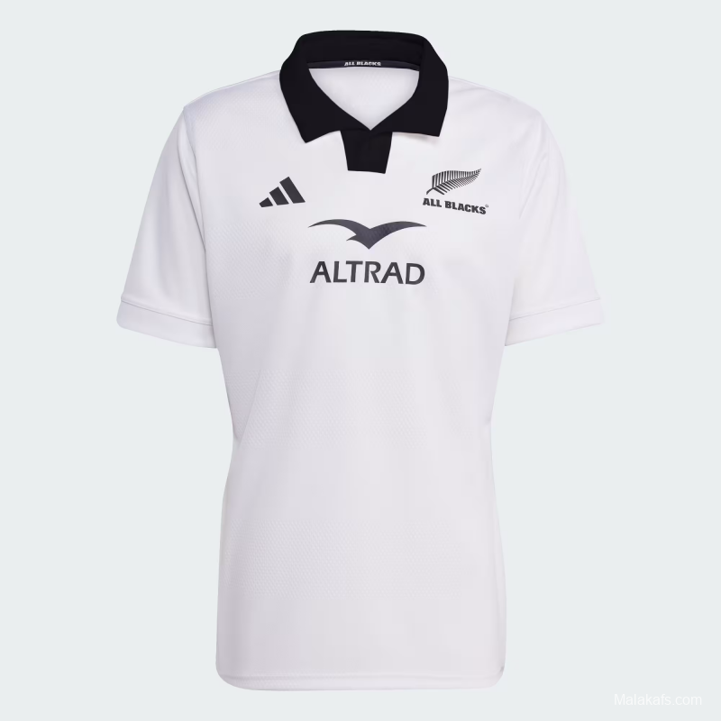 2026 New Zealand All Blacks White with Black Collar Jersey