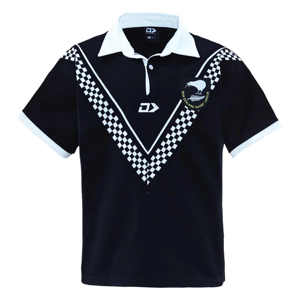 2024 New Zealand Kiwis Black with Checkerboard V Pattern Jersey