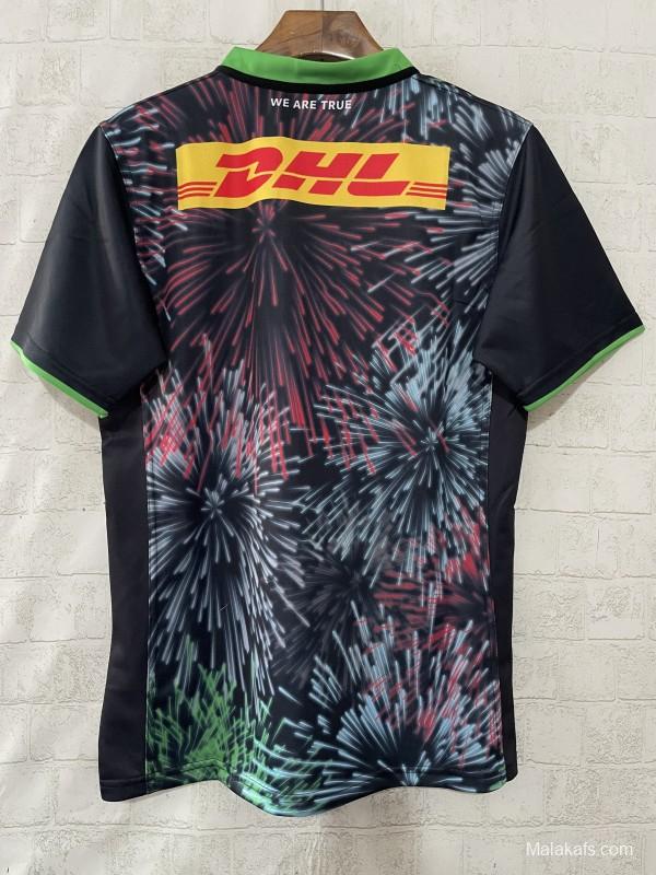 25/26 Harlequins Black with Multicolor Fireworks Pattern Third Jersey