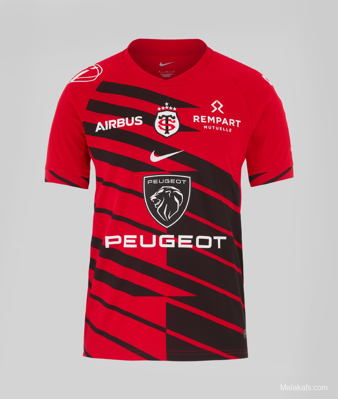 25/26 Stade Toulousain Red with Black Diagonal Stripes Jersey