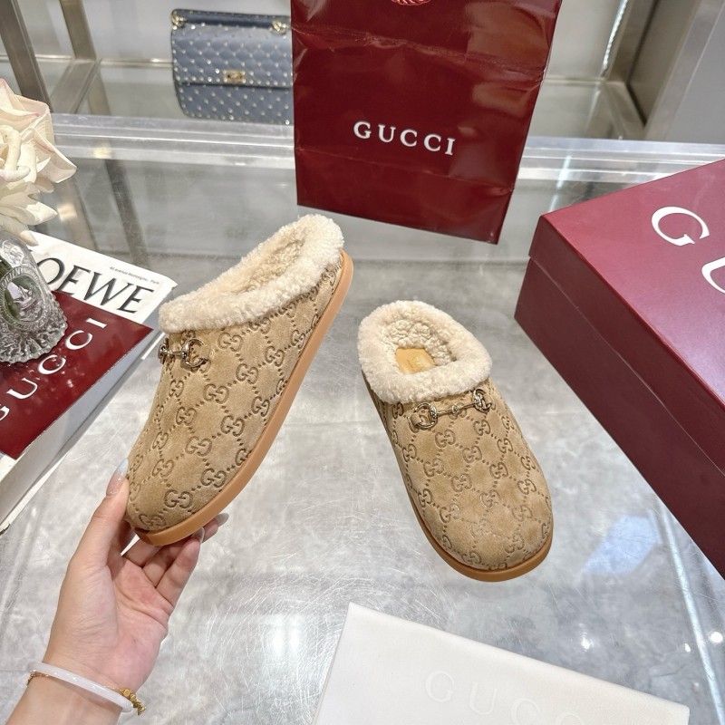 Gucci 2025 SS Autumn Winter New Suede Leather Horsebit Detail Women Wool Loafers - LY00260