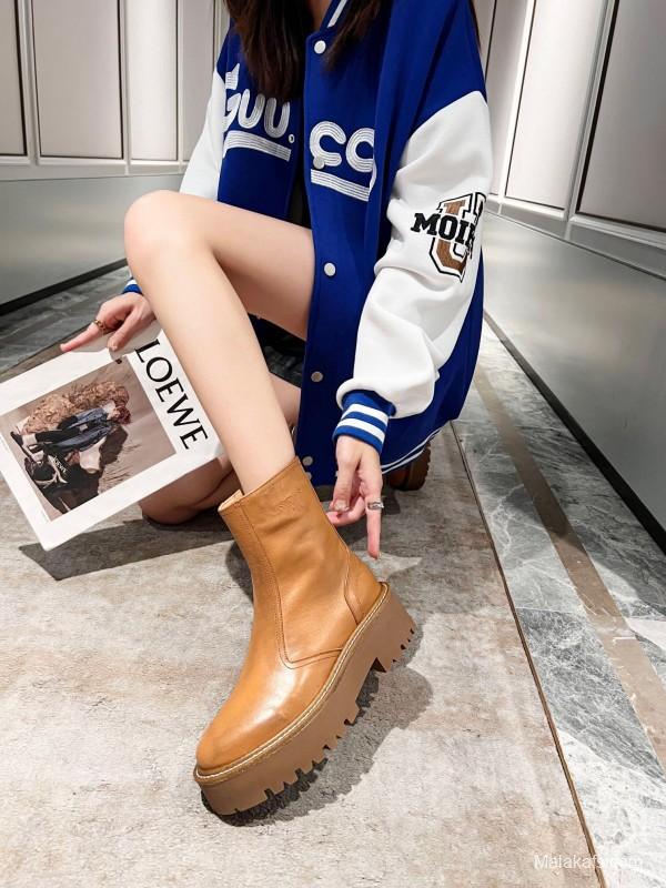 Celine 2025/ss Triomphe Side Zip Ankle Boots - L Y00320
