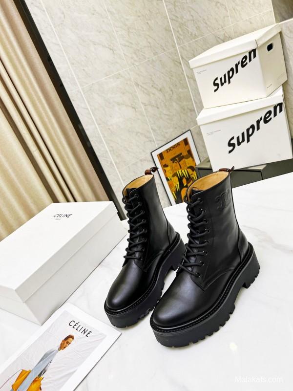 CELINE Triomphe Thin Strap Platform Ankle Boots - L Y00320