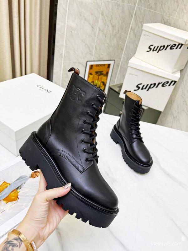 CELINE Triomphe Thin Strap Platform Ankle Boots - L Y00320