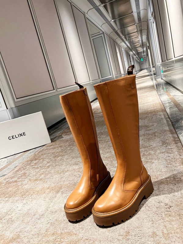 Celine 2025/ss Fall Winter Triomphe Side Zip Knee High Boots - L Y00420