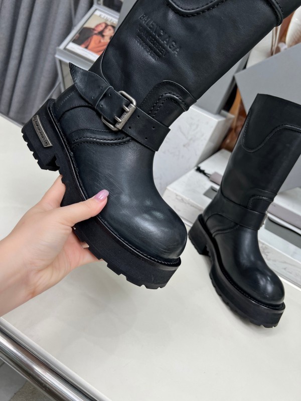 Banciga Paris 25FW Venom Mid-Calf Boots Punk Motorcycle Style with Buckle and Thick Sole - LY00480